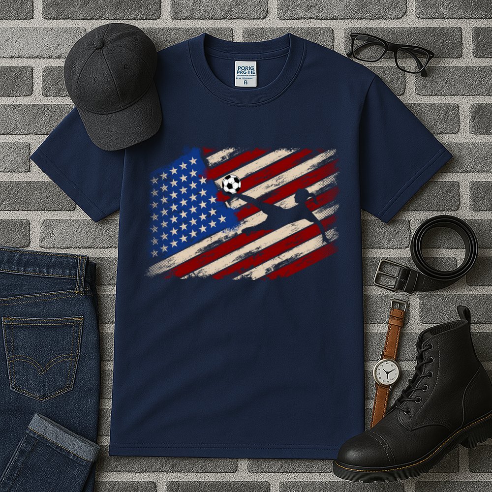 Women Soccer USA Flag Proud Women Soccer Players American Flag Distressed Tall T-Shirt