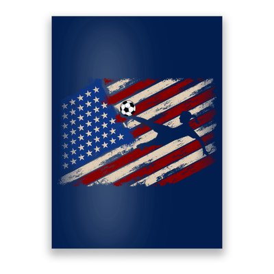 Women Soccer USA Flag Proud Women Soccer Players American Flag Distressed Poster