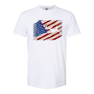 Women Soccer USA Flag Proud Women Soccer Players American Flag Distressed Softstyle CVC T-Shirt