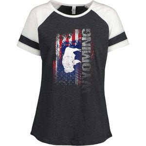 Wyoming State Usa Flag Souvenir Enza Ladies Jersey Colorblock Tee