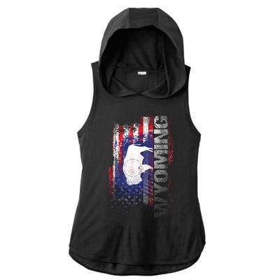 Wyoming State Usa Flag Souvenir Gift Ladies PosiCharge Tri-Blend Wicking Draft Hoodie Tank