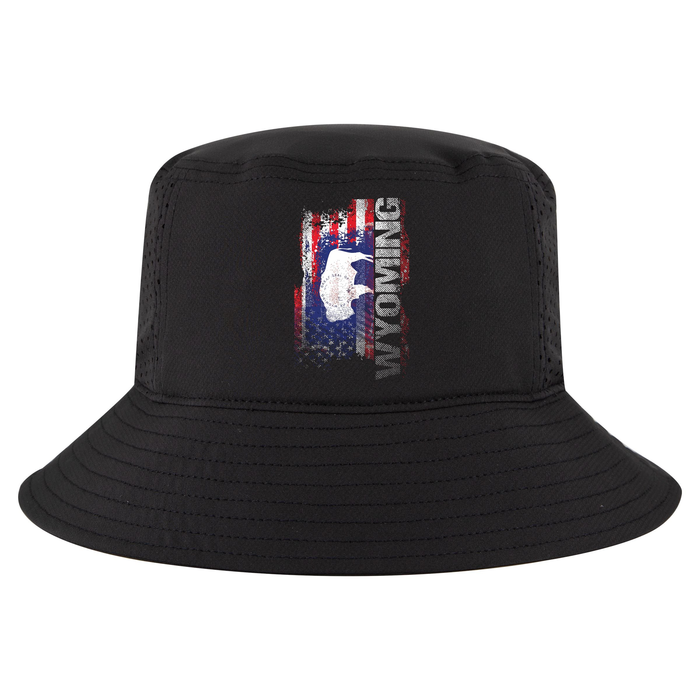 Wyoming State Usa Flag Souvenir Gift Cool Comfort Performance Bucket Hat