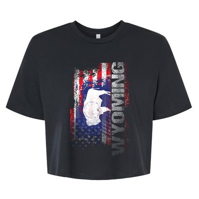 Wyoming State Usa Flag Souvenir Gift Bella+Canvas Jersey Crop Tee