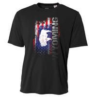 Wyoming State Usa Flag Souvenir Gift Cooling Performance Crew T-Shirt