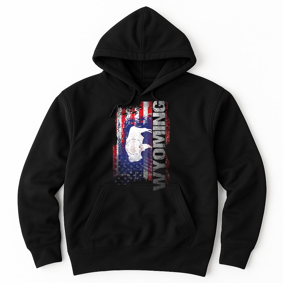 Wyoming State Usa Flag Souvenir Gift Hoodie