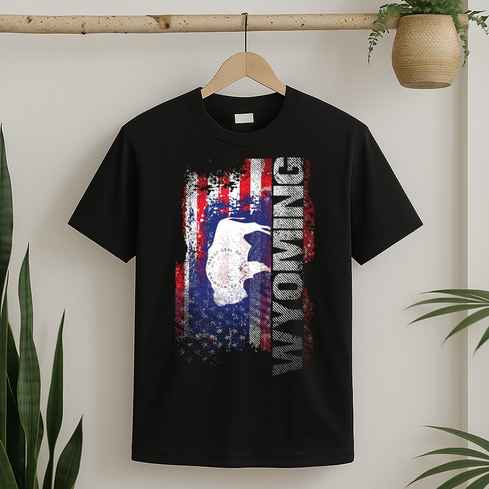 Wyoming State Usa Flag Souvenir Gift T-Shirt