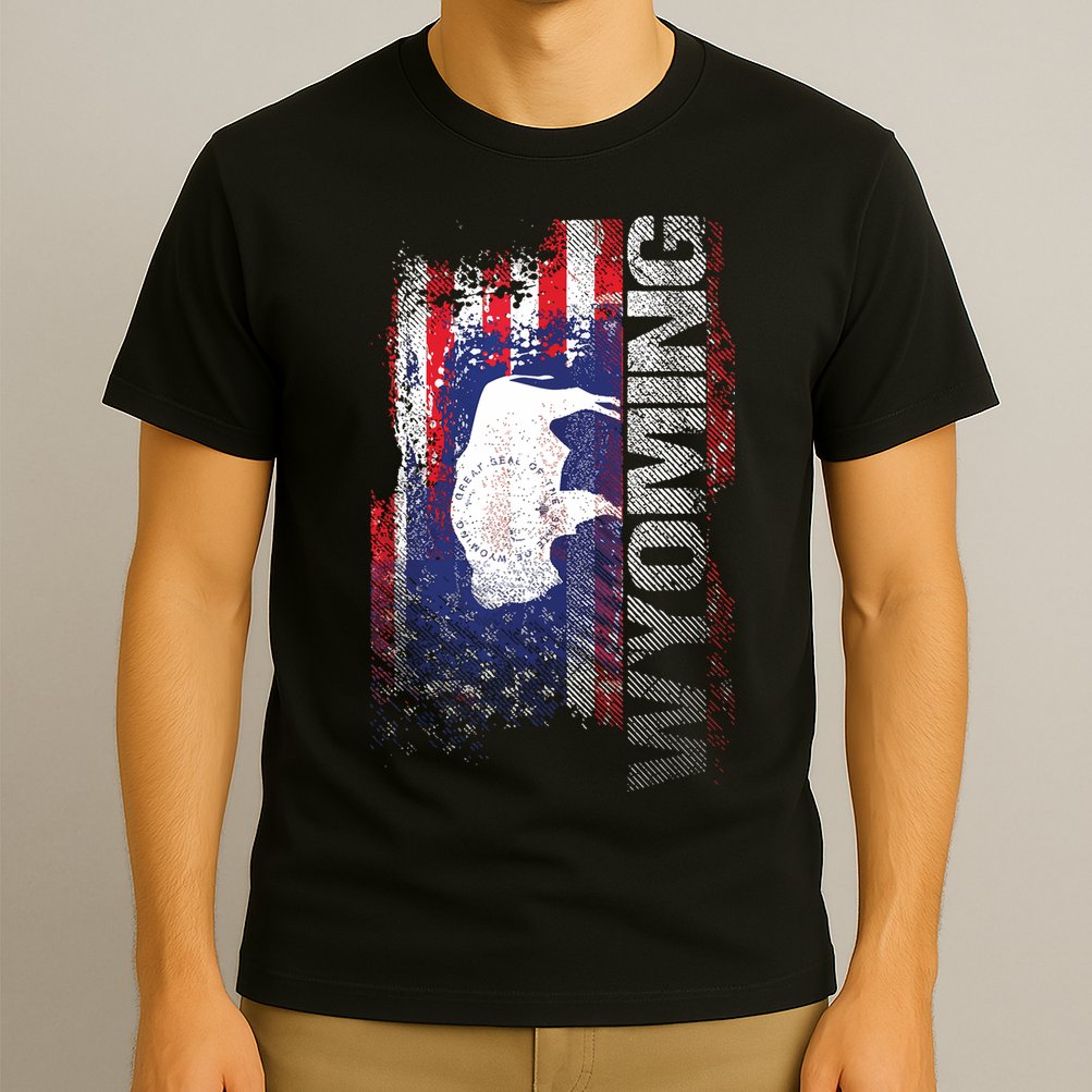 Wyoming State Usa Flag Souvenir Gift T-Shirt