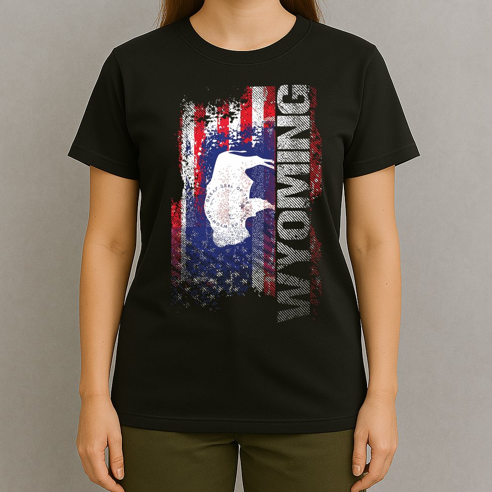 Wyoming State Usa Flag Souvenir Gift T-Shirt