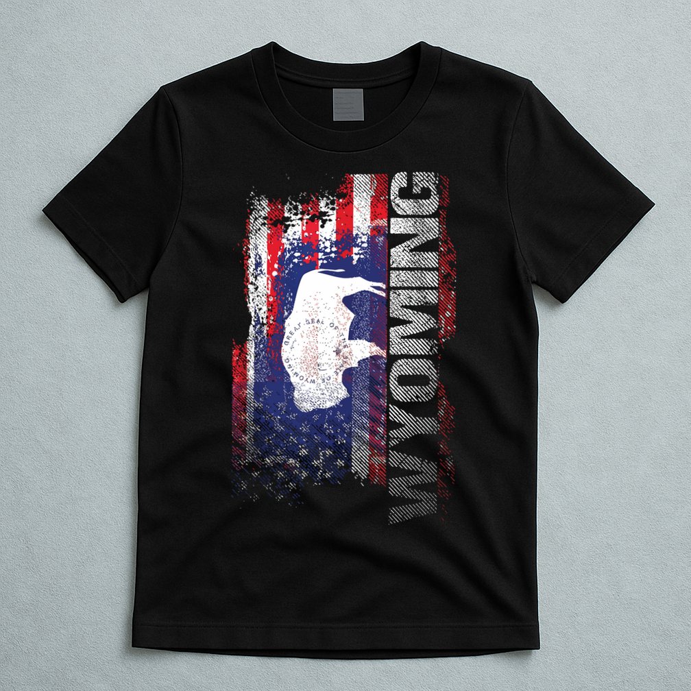 Wyoming State Usa Flag Souvenir Gift T-Shirt