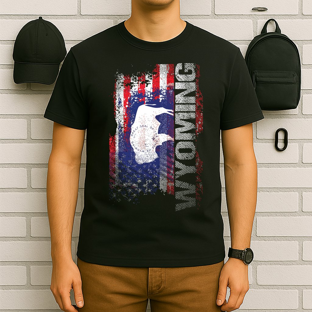 Wyoming State Usa Flag Souvenir Gift T-Shirt