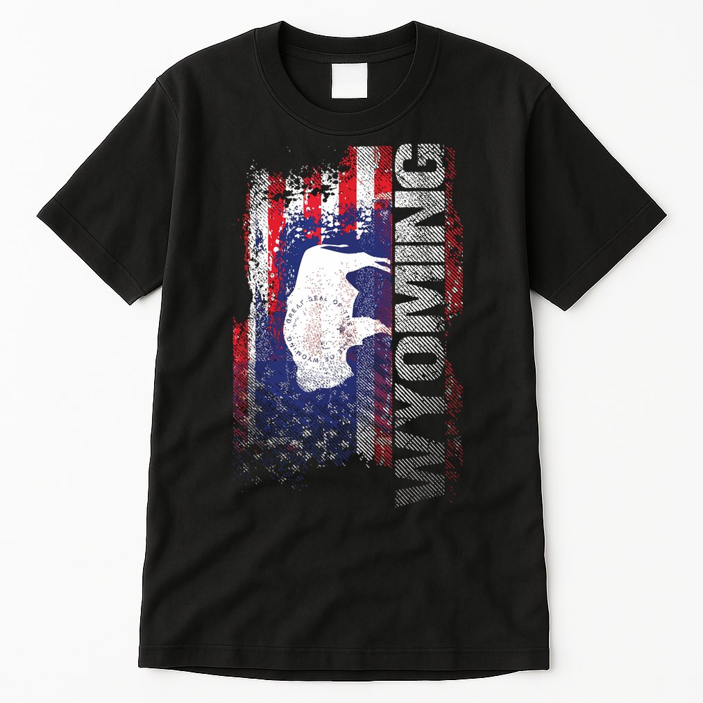 Wyoming State Usa Flag Souvenir Gift Tall T-Shirt