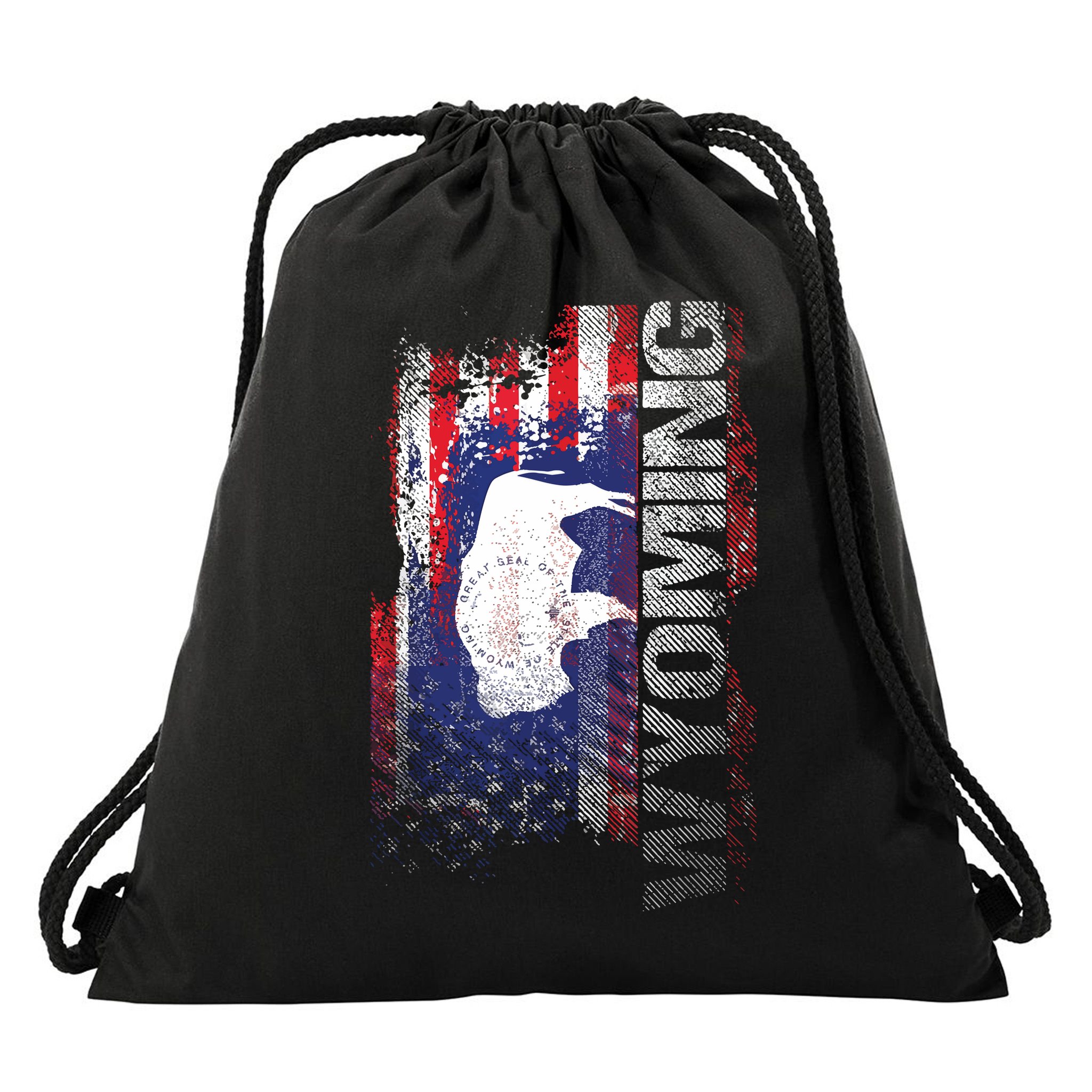 Wyoming State Usa Flag Souvenir Gift Drawstring Bag