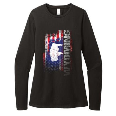 Wyoming State Usa Flag Souvenir Gift Womens CVC Long Sleeve Shirt