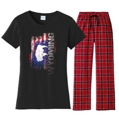 Wyoming State Usa Flag Souvenir Gift Women's Flannel Pajama Set