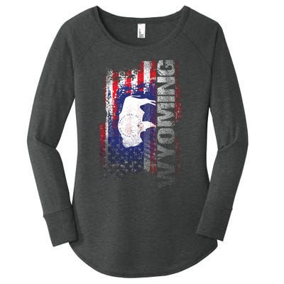 Wyoming State Usa Flag Souvenir Gift Women's Perfect Tri Tunic Long Sleeve Shirt