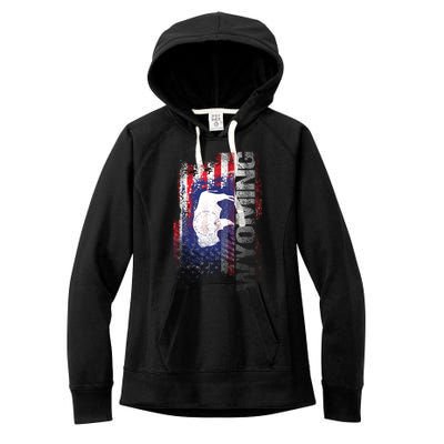 Wyoming State Usa Flag Souvenir Gift Women's Fleece Hoodie