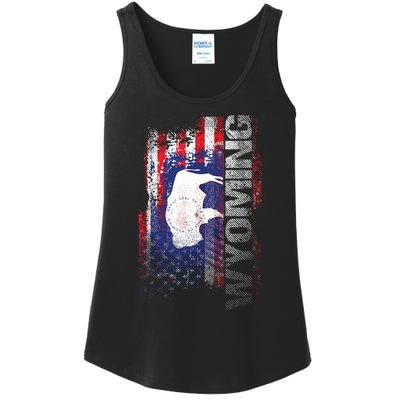 Wyoming State Usa Flag Souvenir Gift Ladies Essential Tank