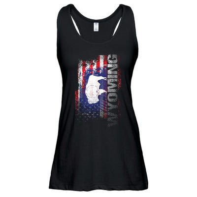 Wyoming State Usa Flag Souvenir Gift Ladies Essential Flowy Tank