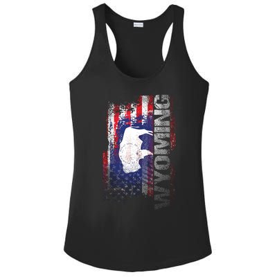 Wyoming State Usa Flag Souvenir Gift Ladies PosiCharge Competitor Racerback Tank