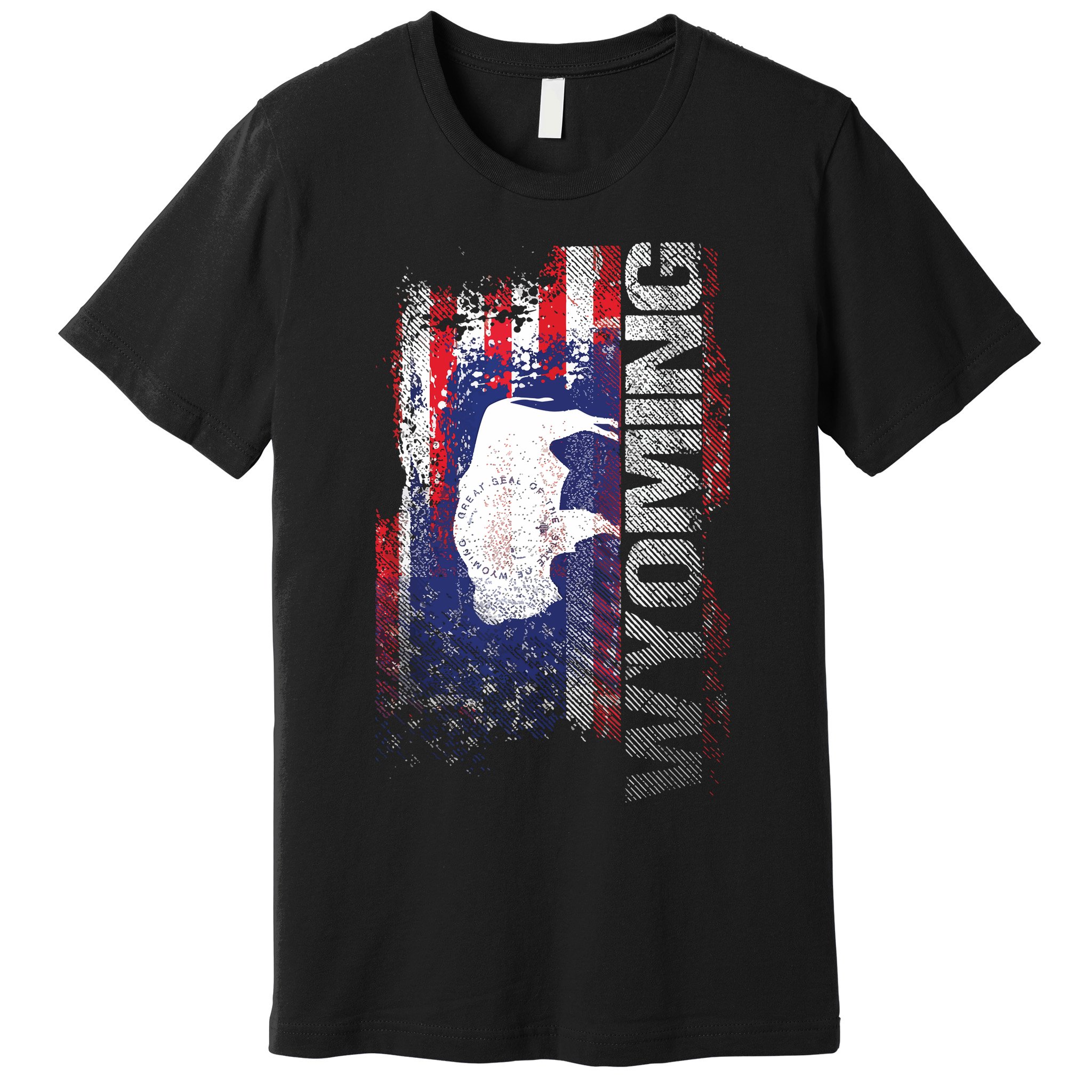 Wyoming State Usa Flag Souvenir Gift Premium T-Shirt
