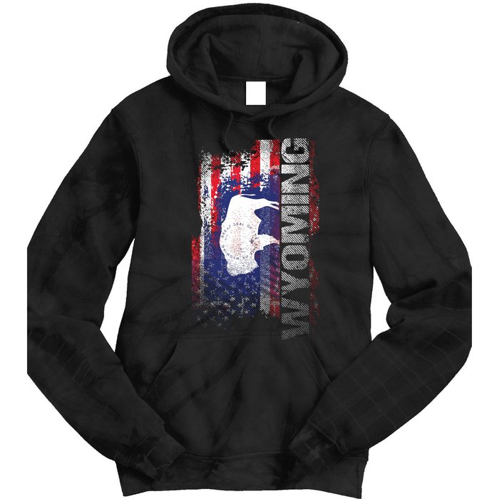 Wyoming State Usa Flag Souvenir Gift Tie Dye Hoodie