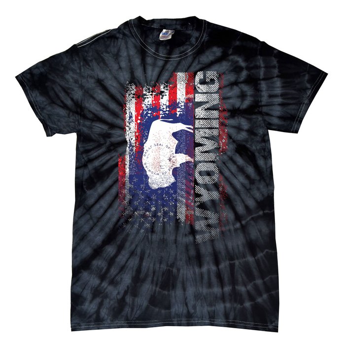 Wyoming State Usa Flag Souvenir Gift Tie-Dye T-Shirt