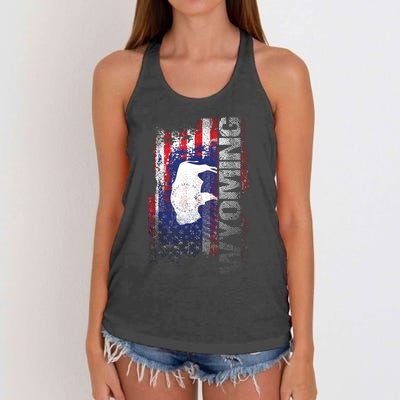 Wyoming State Usa Flag Souvenir Gift Women's Knotted Racerback Tank