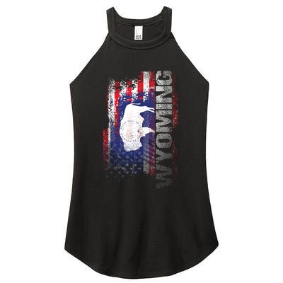 Wyoming State Usa Flag Souvenir Gift Women's Perfect Tri Rocker Tank