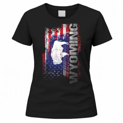 Wyoming State Usa Flag Souvenir Gift Women's T-Shirt