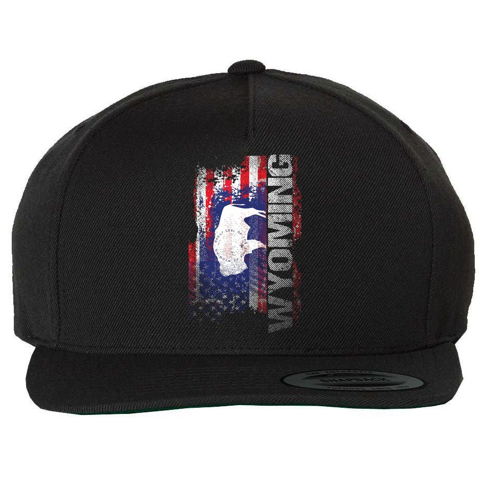 Wyoming State Usa Flag Souvenir Gift Wool Snapback Cap