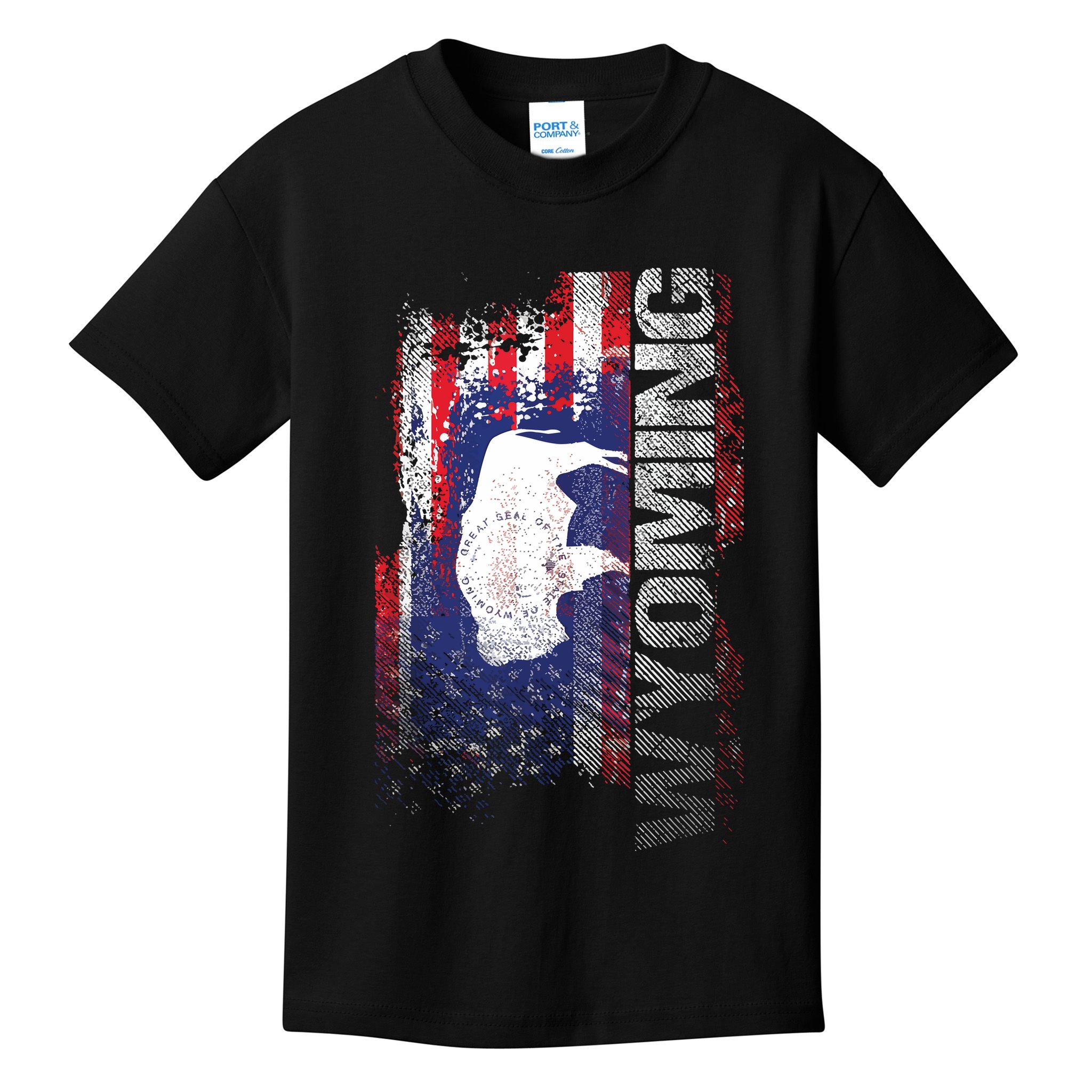 Wyoming State Usa Flag Souvenir Gift Kids T-Shirt