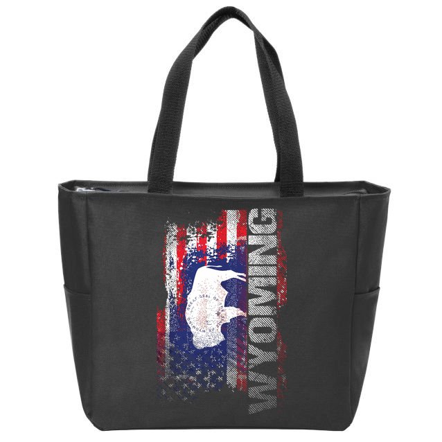 Wyoming State Usa Flag Souvenir Gift Zip Tote Bag