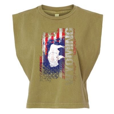 Wyoming State Usa Flag Souvenir Gift Garment-Dyed Women's Muscle Tee