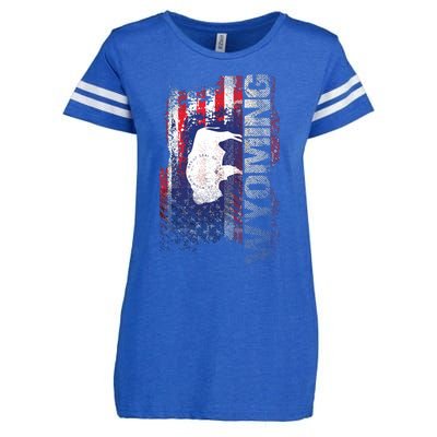 Wyoming State Usa Flag Souvenir Gift Enza Ladies Jersey Football T-Shirt