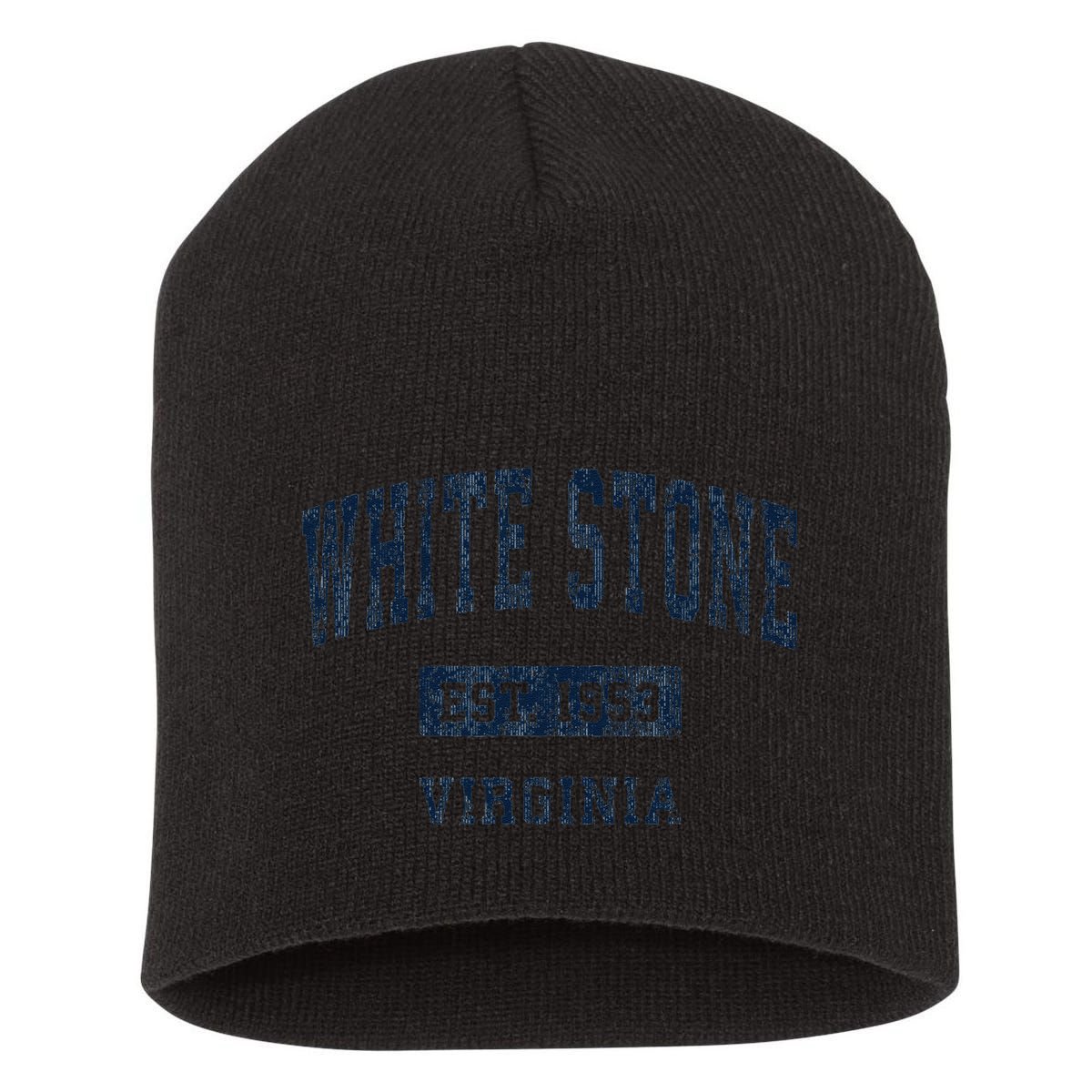White Stone Virginia Va Vintage Athletic Sports Short Acrylic Beanie