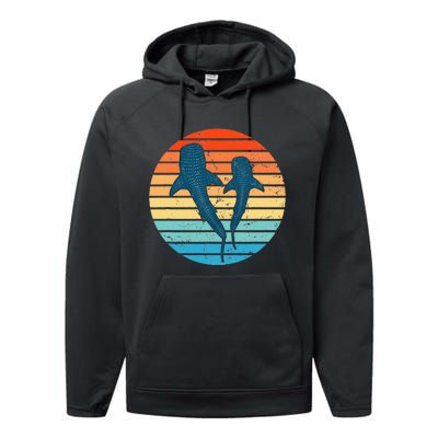 Whale Shark Vintage Sunset Performance Fleece Hoodie