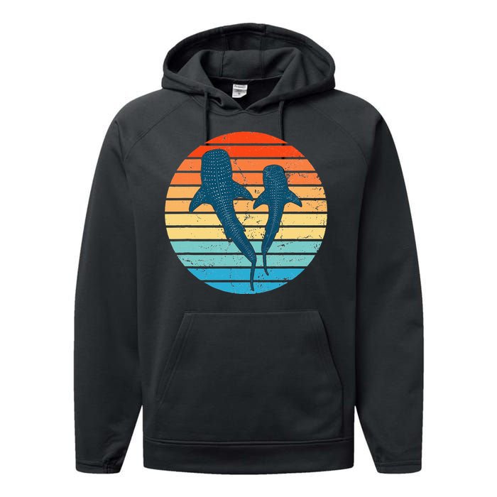 Whale Shark Vintage Sunset Performance Fleece Hoodie