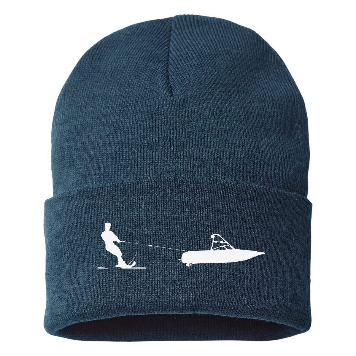 Water Ski vintage Water Skiing Gift For Water Skiers Sustainable Knit Beanie