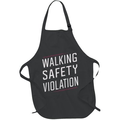 Walking Safety Violation Full-Length Apron With Pockets
