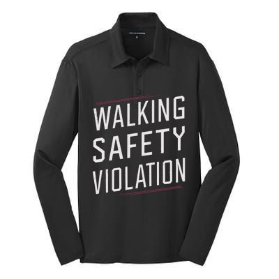 Walking Safety Violation Silk Touch Performance Long Sleeve Polo