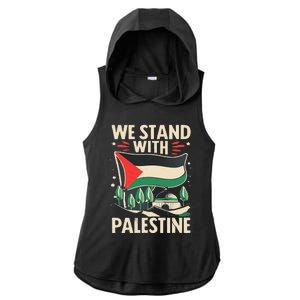 We Stand With Palestine For Their Freedom Free Palestine Ladies PosiCharge Tri-Blend Wicking Draft Hoodie Tank