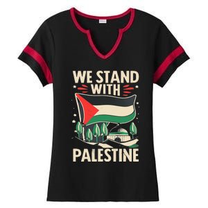 We Stand With Palestine For Their Freedom Free Palestine Ladies Halftime Notch Neck Tee