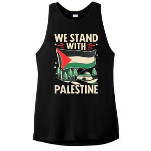 We Stand With Palestine For Their Freedom Free Palestine Ladies PosiCharge Tri-Blend Wicking Tank