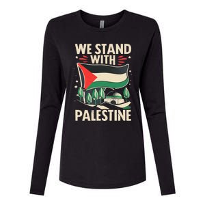 We Stand With Palestine For Their Freedom Free Palestine Womens Cotton Relaxed Long Sleeve T-Shirt