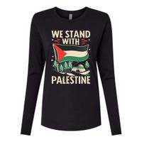 We Stand With Palestine For Their Freedom Free Palestine Womens Cotton Relaxed Long Sleeve T-Shirt