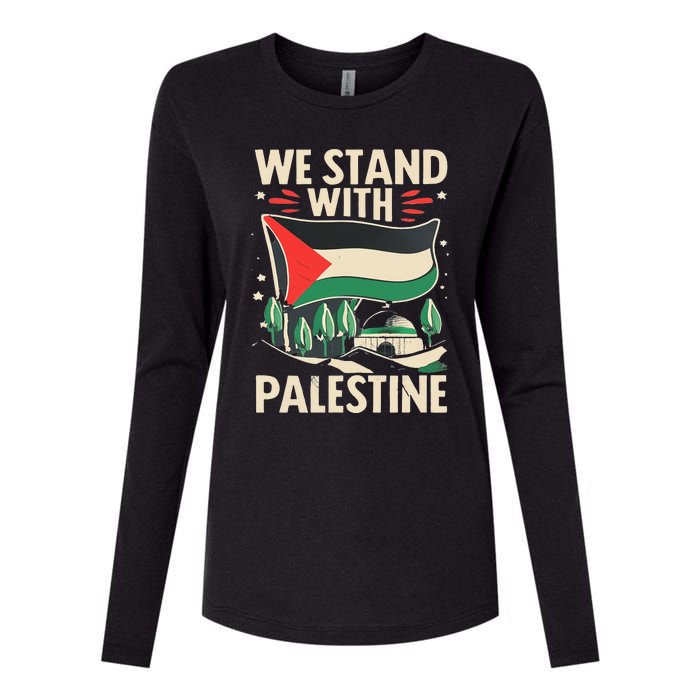 We Stand With Palestine For Their Freedom Free Palestine Womens Cotton Relaxed Long Sleeve T-Shirt