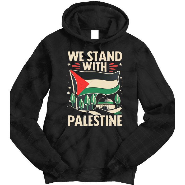 We Stand With Palestine For Their Freedom Free Palestine Tie Dye Hoodie