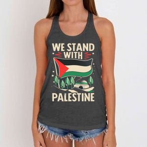 We Stand With Palestine For Their Freedom Free Palestine Women's Knotted Racerback Tank