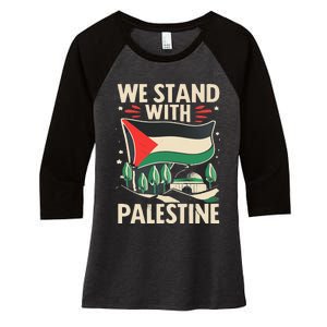 We Stand With Palestine For Their Freedom Free Palestine Women's Tri-Blend 3/4-Sleeve Raglan Shirt