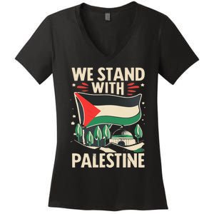 We Stand With Palestine For Their Freedom Free Palestine Women's V-Neck T-Shirt